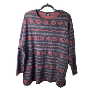 Vintage 80s Loom Wear USA Made Floral Long Sleeve Sweater M